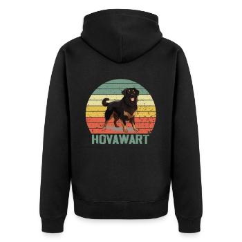 Hovawart besitzer Bauernhund Reinrassig Retro - Unisex Premium Bio Zip Hoodie - Schwarz - Hinten - Nico (187cm)