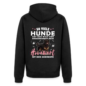 So viele Hunde auf der Welt - Bauernhund Hovawart - Unisex Premium Bio Zip Hoodie - Schwarz - Hinten - Nico (187cm)