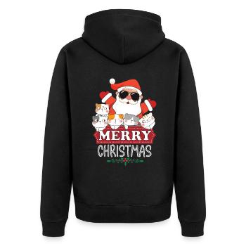 Merry Christmas - Unisex Premium Bio Zip Hoodie - Schwarz - Hinten - Nico (187cm)