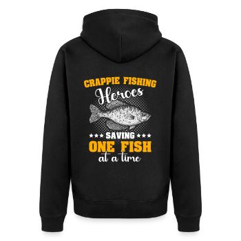 Crappie Fishing - Unisex Premium Bio Zip Hoodie - Schwarz - Hinten - Nico (187cm)