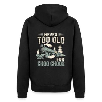 Jamais trop vieux pour Choo Choos - Veste à capuche bio Premium Unisexe - noir - Dos - Nico (187cm)