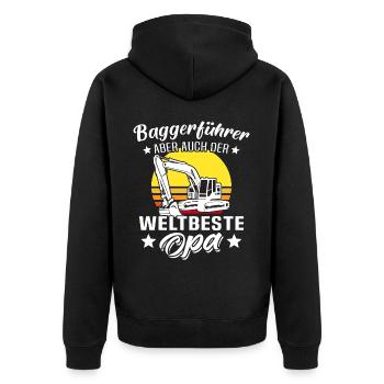 Baggerfahrer Opa Baggerführer - Unisex Premium Bio Zip Hoodie - Schwarz - Hinten - Nico (187cm)
