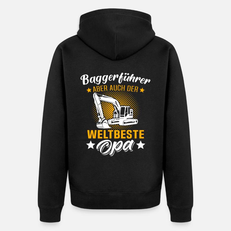Opa Baggerführer - Unisex Premium Bio Zip Hoodie - Schwarz