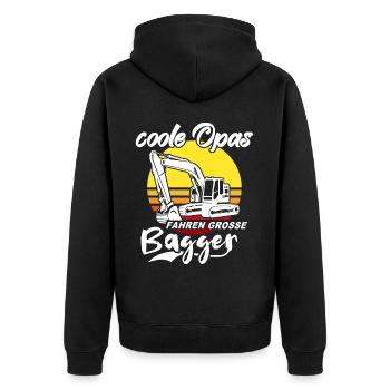 Baggerfahrer Opa Baggerführer - Unisex Premium Bio Zip Hoodie - Schwarz - Hinten - Nico (187cm)
