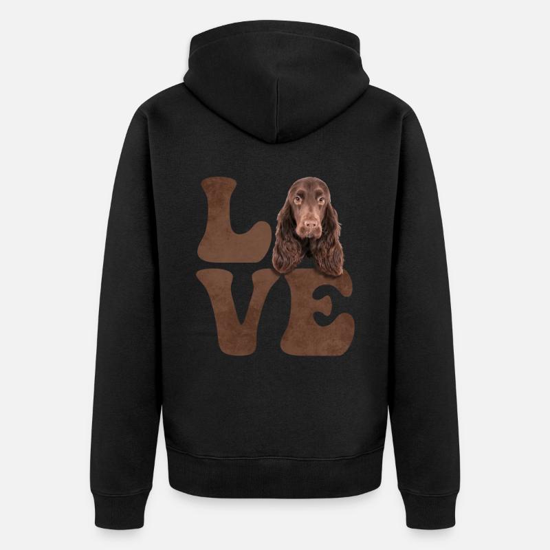 Cocker Spaniel Chien AMOUR - Veste à capuche bio Premium Unisexe - noir