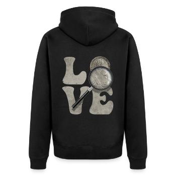 Coin Collecting Coin Collector Coin Lore LOVE - Veste à capuche bio Premium Unisexe - noir - Dos - Nico (187cm)