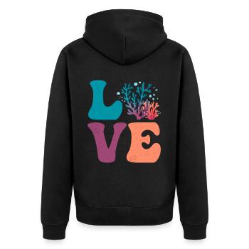 Récif de Corail Mer Océan AMOUR - Veste à capuche bio Premium Unisexe - noir - Dos - Nico (187cm)
