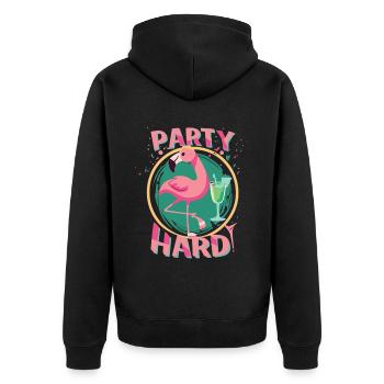 Party Flamingo Flair - Spaß, Freiheit, Feierlaune - Unisex Premium Bio Zip Hoodie - Schwarz - Hinten - Nico (187cm)