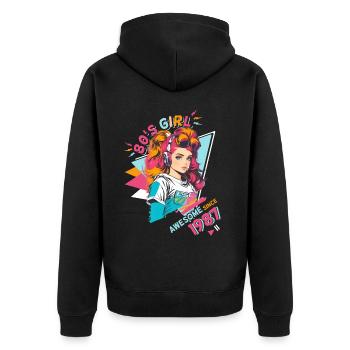 80s Born 1987 Birthday Design Women - Unisex Premium Organic Zip Hoodie - black - Back - Nico (187cm)