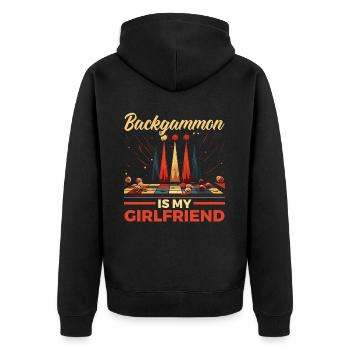 Backgammon Player Strategy Board Game Dice Game - Unisex Premium Organic Zip Hoodie - black - Back - Nico (187cm)