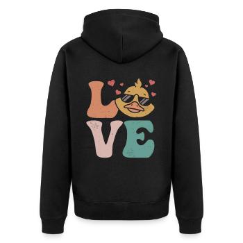 Duck Duckling Ducky LOVE - Unisex Premium Organic Zip Hoodie - black - Back - Nico (187cm)