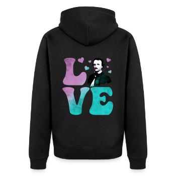 Edgar Allan Poe English Literature LOVE - Unisex Premium Organic Zip Hoodie - black - Back - Nico (187cm)