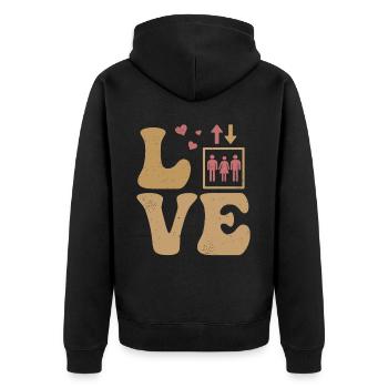 Mécanicien d’ascenseur LOVE - Veste à capuche bio Premium Unisexe - noir - Dos - Nico (187cm)