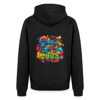 Funky Geburtstag: April 2008 - Psychadelic - Unisex Premium Bio Zip Hoodie - Schwarz - Hinten - Nico (187cm)