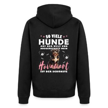So viele Hunde auf der Welt - Hovawart - Unisex Premium Bio Zip Hoodie - Schwarz - Hinten - Nico (187cm)