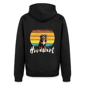 Hovawart besitzer Bauernhund Reinrassig Retro - Unisex Premium Bio Zip Hoodie - Schwarz - Hinten - Nico (187cm)
