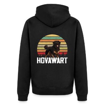 Hovawart besitzer Bauernhund Reinrassig Retro - Unisex Premium Bio Zip Hoodie - Schwarz - Hinten - Nico (187cm)