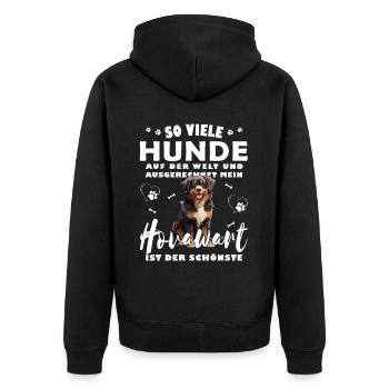 So viele Hunde auf der Welt - Hovawart - Unisex Premium Bio Zip Hoodie - Schwarz - Hinten - Nico (187cm)