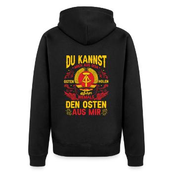 Ost Ostdeutscher Sprüche DDR - Unisex Premium Bio Zip Hoodie - Schwarz - Hinten - Nico (187cm)