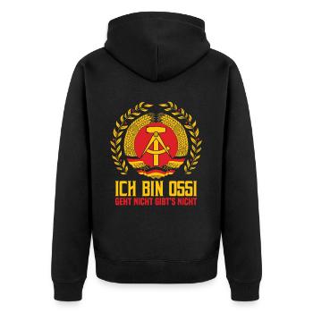 Ich Bin Ossi - Unisex Premium Bio Zip Hoodie - Schwarz - Hinten - Nico (187cm)