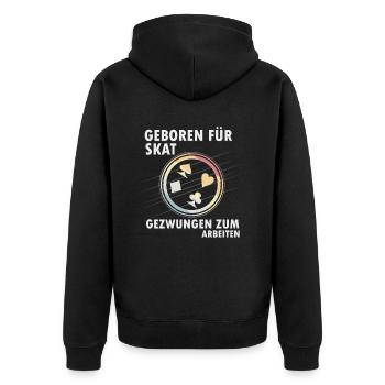 Skat - Unisex Premium Bio Zip Hoodie - Schwarz - Hinten - Nico (187cm)