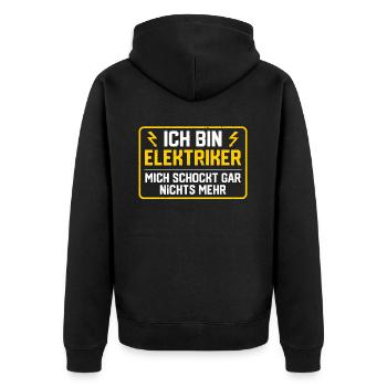 Ich Bin Elektriker Mich Schockt Gar Nichts Mehr - Unisex Premium Bio Zip Hoodie - Schwarz - Hinten - Nico (187cm)