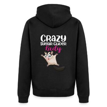 Sugar Glider Flying Squirrel - Unisex Premium Organic Zip Hoodie - black - Back - Nico (187cm)