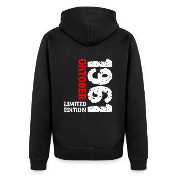 1961 Oktober Limited Edition 62. Geburtstag Deko - Unisex Premium Bio Zip Hoodie - Schwarz - Hinten - Nico (187cm)