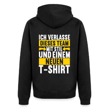 Abschiedsgeschenk Kollege Jobwechsel - Unisex Premium Bio Zip Hoodie - Schwarz - Hinten - Nico (187cm)