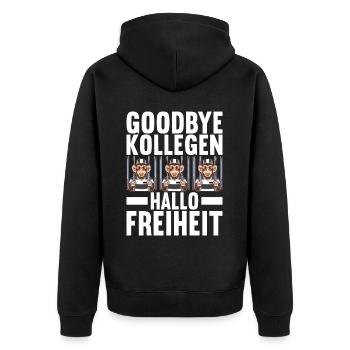 Abschiedsgeschenk Kollege Jobwechsel - Unisex Premium Bio Zip Hoodie - Schwarz - Hinten - Nico (187cm)