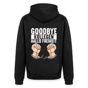 Abschiedsgeschenk Kollege Jobwechsel - Unisex Premium Bio Zip Hoodie - Schwarz - Hinten - Nico (187cm)