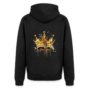 Krone Element King Symbol - Unisex Premium Bio Zip Hoodie - Schwarz - Hinten - Nico (187cm)