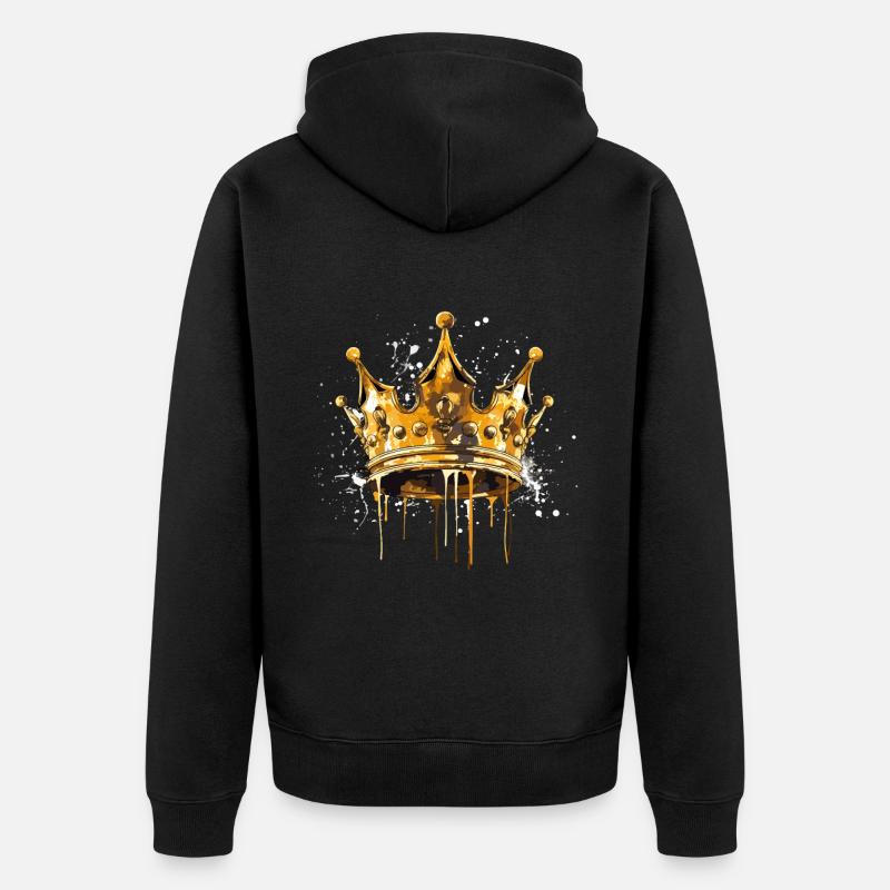 Krone Element King Symbol - Unisex Premium Bio Zip Hoodie - Schwarz
