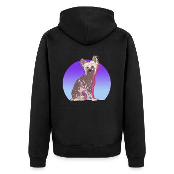 Chinesischer Schopfhund Chinese Cresteds Geschenk - Unisex Premium Bio Zip Hoodie - Schwarz - Hinten - Nico (187cm)