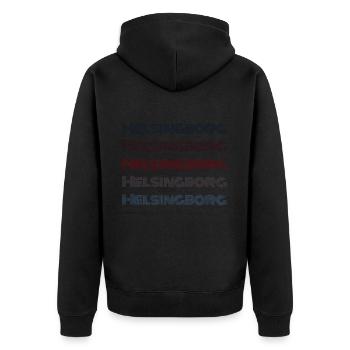 Vintage Sweden Stadt - Retro Helsingborg - Unisex Premium Bio Zip Hoodie - Schwarz - Hinten - Nico (187cm)