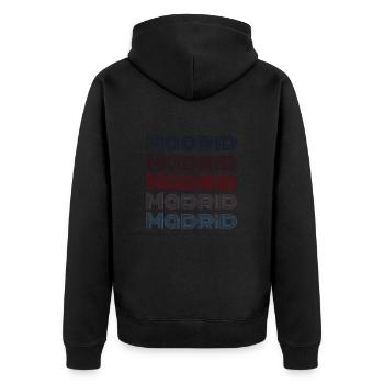 Vintage Spain Stadt - Retro Madrid - Unisex Premium Bio Zip Hoodie - Schwarz - Hinten - Nico (187cm)
