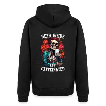 Dead Inside Sarcastic Gothic Skeleton Halloween - Unisex Premium Organic Zip Hoodie - black - Back - Nico (187cm)