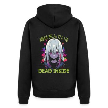 Dead Inside Sarcastic Gothic Skeleton Halloween - Unisex Premium Organic Zip Hoodie - black - Back - Nico (187cm)