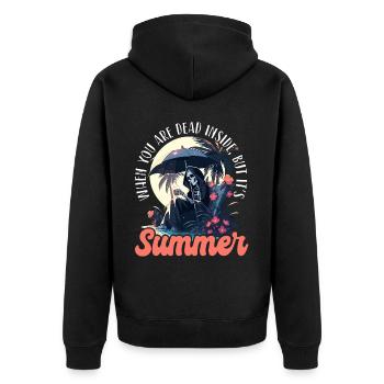 Dead Inside Sarcastic Gothic Skeleton Halloween - Unisex Premium Organic Zip Hoodie - black - Back - Nico (187cm)
