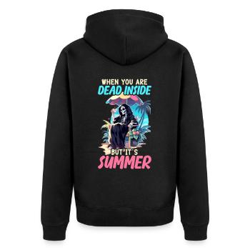 Dead Inside Sarcastic Gothic Skeleton Halloween - Unisex Premium Organic Zip Hoodie - black - Back - Nico (187cm)
