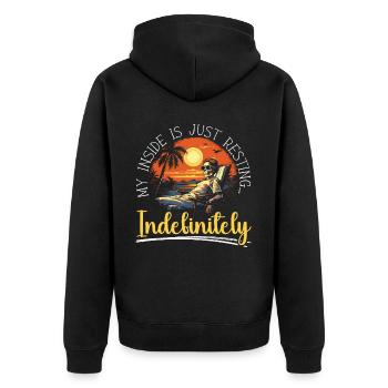 Dead Inside Sarcastic Gothic Skeleton Halloween - Unisex Premium Organic Zip Hoodie - black - Back - Nico (187cm)