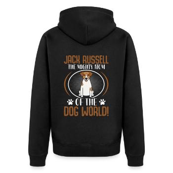 Jack Russell, the mighty atom of the dog world - Unisex Premium Organic Zip Hoodie - black - Back - Nico (187cm)
