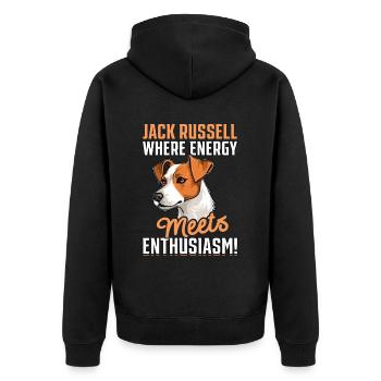 Jack Russell, là où l’énergie rencontre l’enthousiasme - Veste à capuche bio Premium Unisexe - noir - Dos - Nico (187cm)