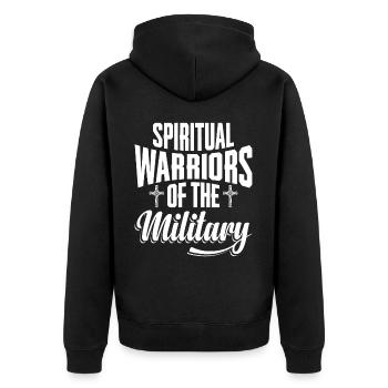 Geistliche Krieger Des Militärs, Kaplan - Unisex Premium Bio Zip Hoodie - Schwarz - Hinten - Nico (187cm)