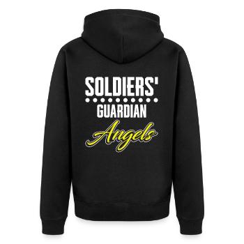 Soldaten, Schutzengel, Kaplan - Unisex Premium Bio Zip Hoodie - Schwarz - Hinten - Nico (187cm)