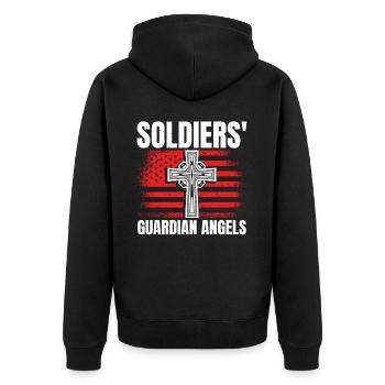 Soldaten, Schutzengel, Kaplan - Unisex Premium Bio Zip Hoodie - Schwarz - Hinten - Nico (187cm)