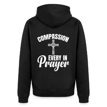 Barmherzigkeit In Jedem Gebet, Kaplan - Unisex Premium Bio Zip Hoodie - Schwarz - Hinten - Nico (187cm)