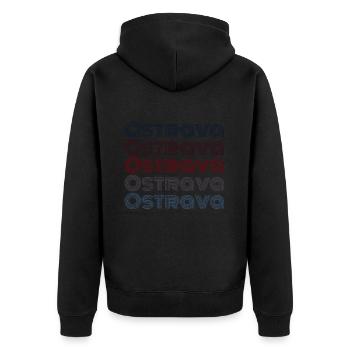 Vintage Czech Republic City - Retro Ostrava - Unisex Premium Organic Zip Hoodie - black - Back - Nico (187cm)