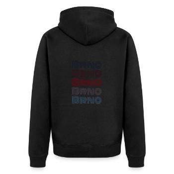 Vintage Czech Republic Stadt - Retro Brno - Unisex Premium Bio Zip Hoodie - Schwarz - Hinten - Nico (187cm)