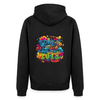 Funky Geburtstag: November 2018 - Psychadelic - Unisex Premium Bio Zip Hoodie - Schwarz - Hinten - Nico (187cm)